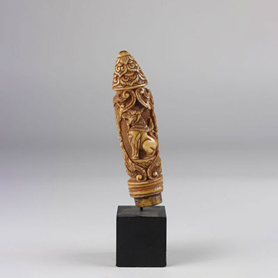 Asia 19th century carved ivory knife handle