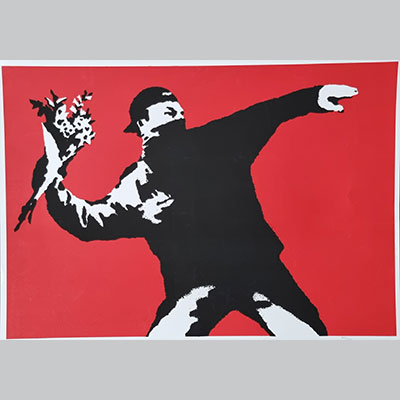 BANKSY (GB, 1974)Love is in the air, 2003. in the style of, - Color screenprint signed with the stamp, numbered 