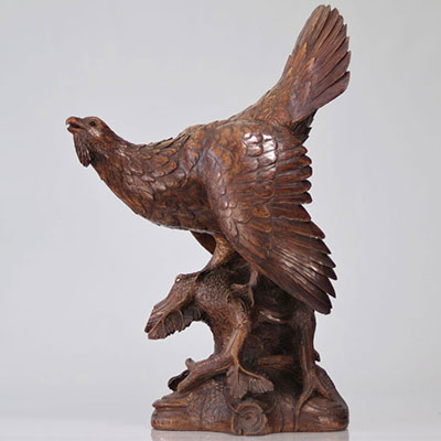 Black forest - Heather shell (capercaillie) in carved wood - 19th