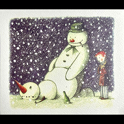 Banksy. « RUDE SNOWMAN ». 2005. Carte de voeux en couleurs réalisée pour l'exposition « Santas Ghetto ».