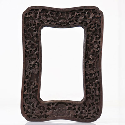 Chinese carved wooden frame decorated with flower butterflies