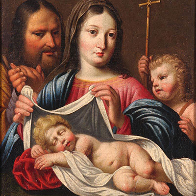 ITALY - Italian school - canvas oil painting - holy family