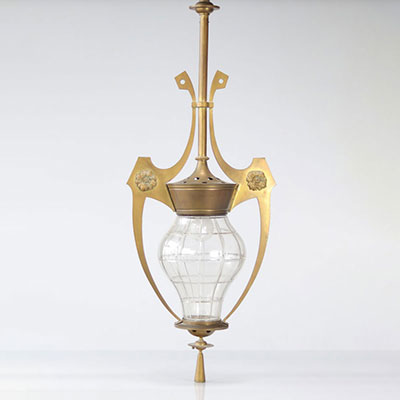 Paul HAMESSE (1877 - 1956) Art Nouveau hanging lamp