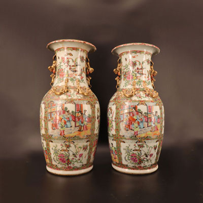 Pair of canton porcelain vase 19th