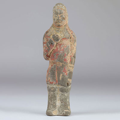 Chine personnage en terre cuite époque Tang traces de polychromie