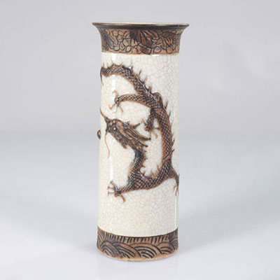 Chine vase rouleau en porcelaine de nankin décor de dragon