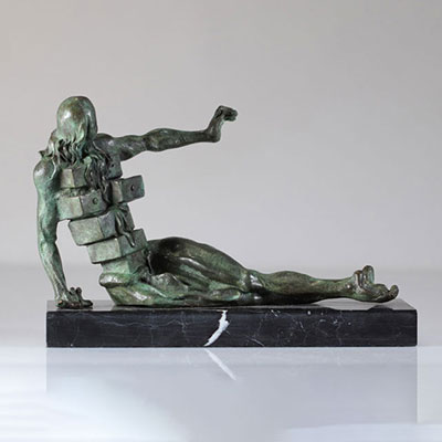 Salvador Dali. “The Anthropomorphic Cabinet”. Bronze with green patina resting Signed 