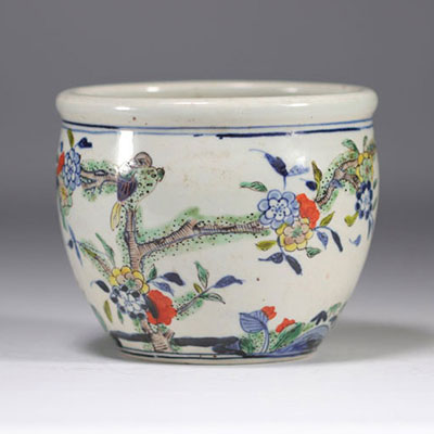 Vase en porcelaine de chine à décor de fleurs et d'oiseaux - marque Kangxi
