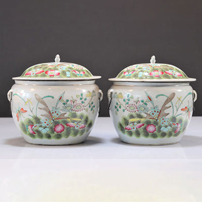 Pair of porcelain terrines of the pink family 