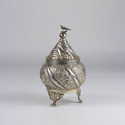 OTTOMAN Covered silver pot, 19th TURKEY