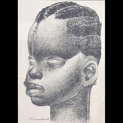 Auguste MAMBOUR (1896-1968) lithographie « africain tête »