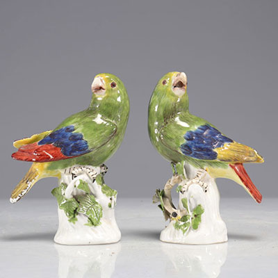 Meissen Kändler, paire de perroquets en porcelaine XVIIIème