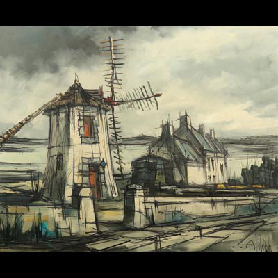 France - oil painting on canvas mill scene