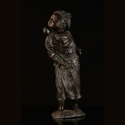 Japan - Large bronze young boy Meiji period 19th