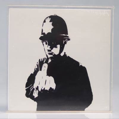 Banksy ((in the style of)) - Rude Copper - Boys In Blue - Funk Tha Police Vinyl cover & disc vinyl serigraphed recto & verso.