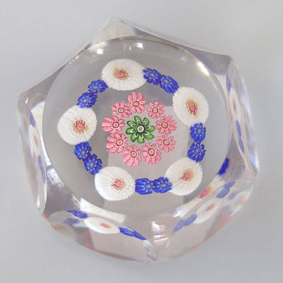 Clichy paperweight with faceted cut floral decoration