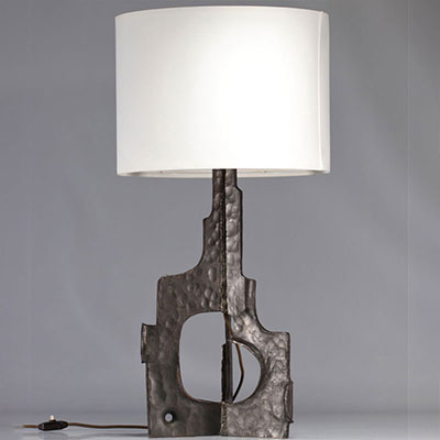 Lampe sculpture brutaliste en fer forgé provenant de Belgique de 1970