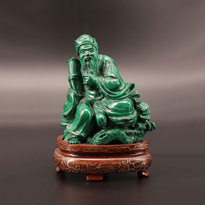 中国 - 孔雀石人物雕像 19世纪