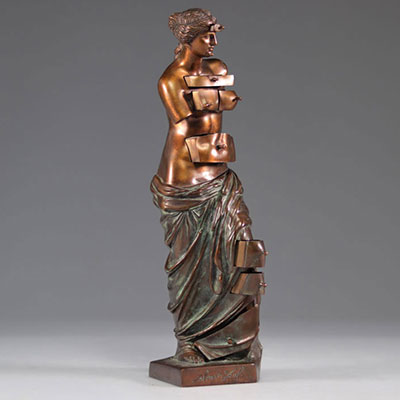 Salvador Dali, Vénus de Milo aux tiroirs en Bronze à patine verte et dorée