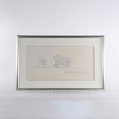 Keith Haring - « Baby », dessin au feutre argenté sur papier Vendu avec le certificat de Angel Ortiz