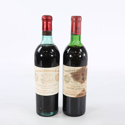 2 bouteilles Chateau Cheval Blanc (Fourcaud Laussac) St Emilion Grand Cru Classé A - 1941 et année inconnue