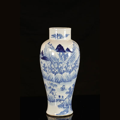 Chine - Vase en porcelaine de chine blanc bleu