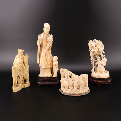 Lot de 4 ivoires chine et japon 1900