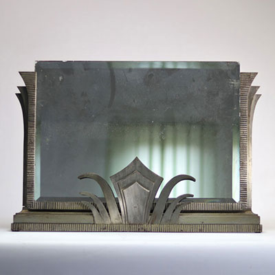 Raymond SUBES (1891-1970) miroir en fer forgé martelé Art Déco