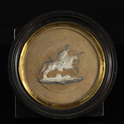 Miniature d'époque 1er Empire à décor d'un soldat cavalier 19ème