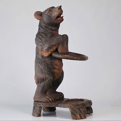 Foret Noire - Porte parapluies en forme d'ours bois sculpté - fin 19ème