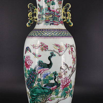 中国 - 陶瓷大花瓶 - 孔雀图