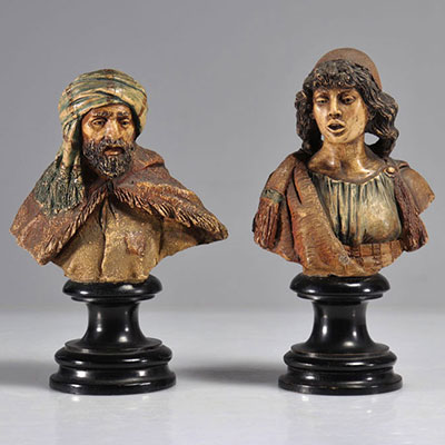Pair of Arab terracotta busts