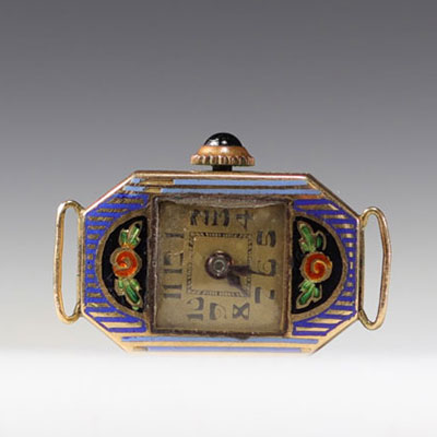 Ladies' watch in yellow gold and enamel - Art Deco