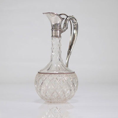 Carafe in cut crystal and silver. XIX th centuries