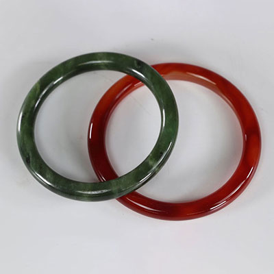 Chine bracelets (2) jade vert et agate