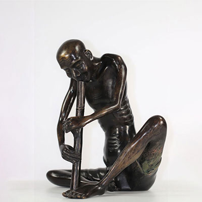 Bronze sculpture (opium smoker), South China, Vietnam, late 19th century