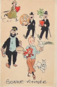 HERGÉ (Georges REMI dit) 1907-1983, postcard project, India ink, watercolor and pencil on paper