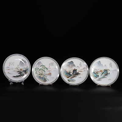 China set of porcelain plates decor of the 4 seasons republic period