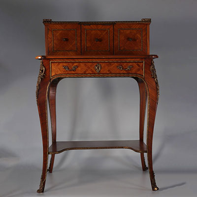 Small secretary inlaid and bronze Louis XV style 20th