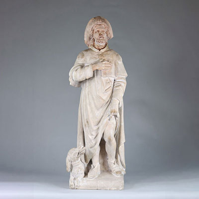 Grande statue en terre cuite Saint Roch 18ème