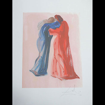 Salvador Dali. «Dante and Beatrice». Lithographie sur papier arches