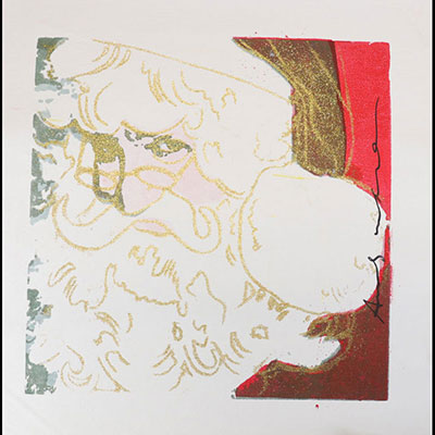 Andy Warhol. Santa Claus. Color print on linen. Signed on the front 