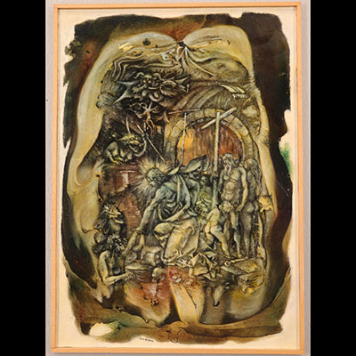 ADAM Antoni RZASA (1936-...) huile sur panneau scène religieuse