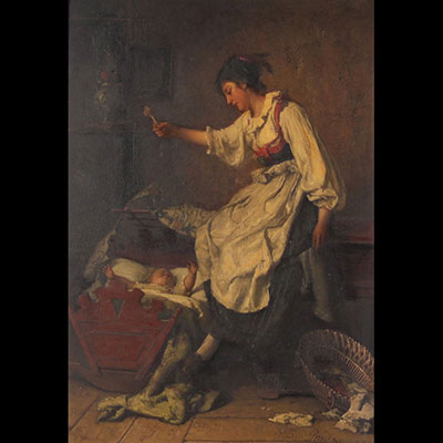 Théodore GERARD (1829-1895) Oil on wood 