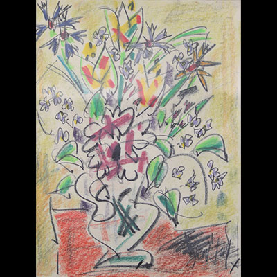 GEN PAUL (1895-1975) crayolor «Bouquet de fleurs»