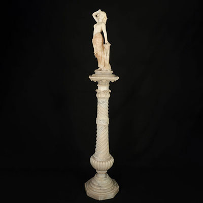 Grande sculpture Jeune femme orientale marbre et albâtre 