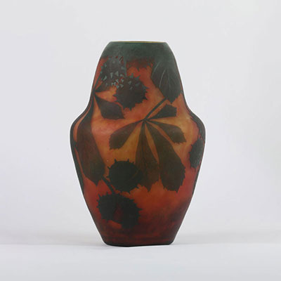 Daum Nancy vase decorated with chestnuts