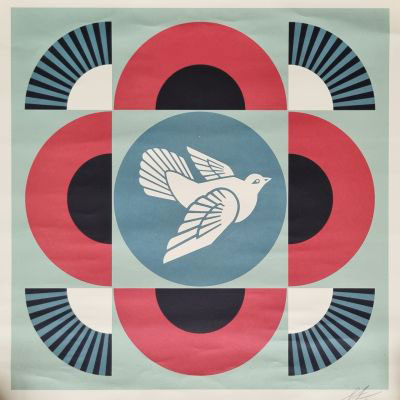 OBEY GIANT, Shepard FAIREY (USA, 1970)Geometric dove, red, 2021.-Signed and dated by the artist