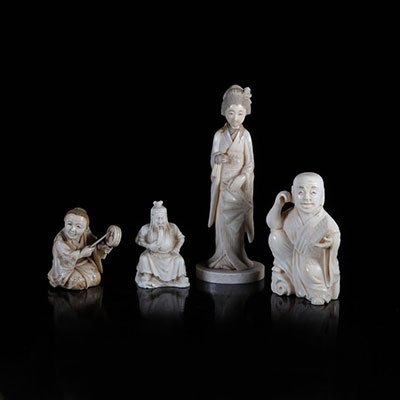 Chine/Japon lot d'ivoires sculptés vers 1900