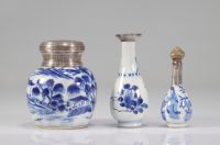 Chine lot de 3 porcelaines blanc bleu
